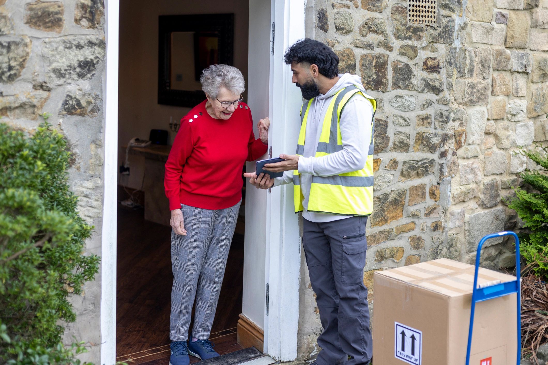 Customer at home during service visit