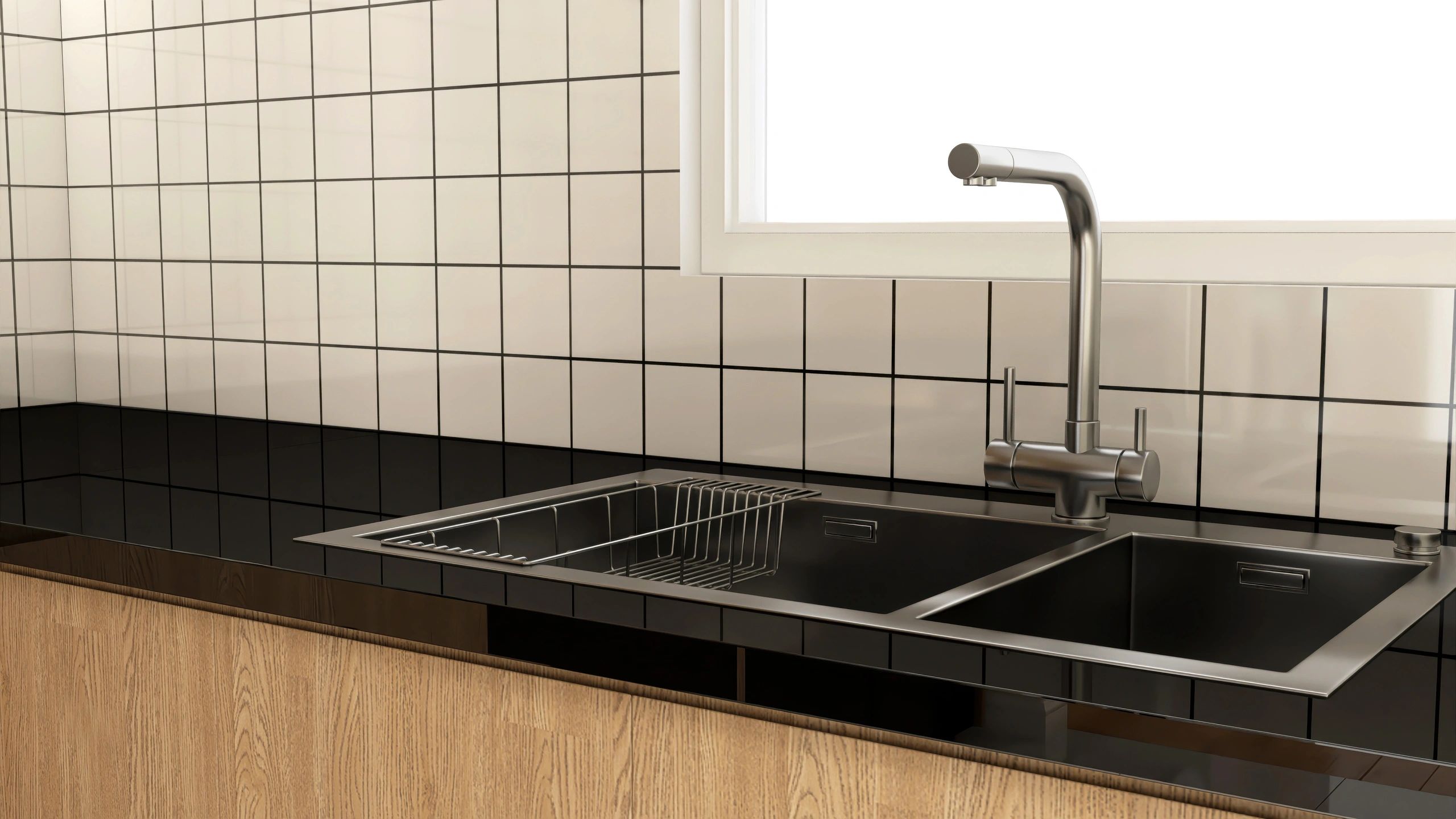 Modern kitchen sink and plumbing fixtures